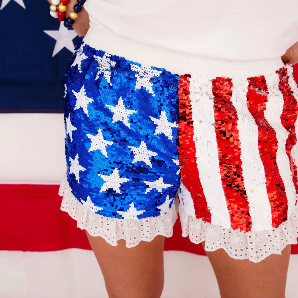 Sequin Stars and Stripes Shorts | Brianna Cannon