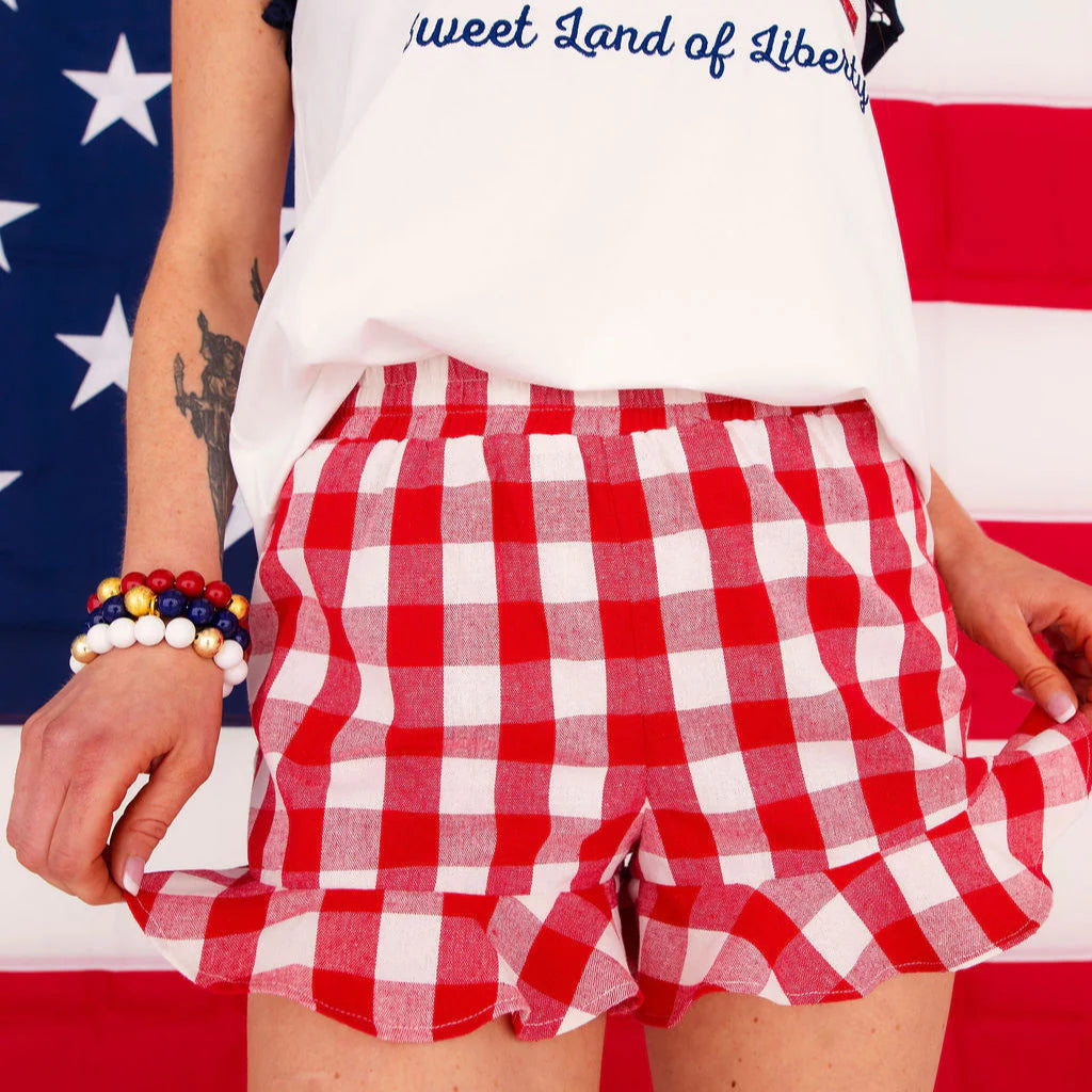 Gingham Picnic Ruffle Shorts
