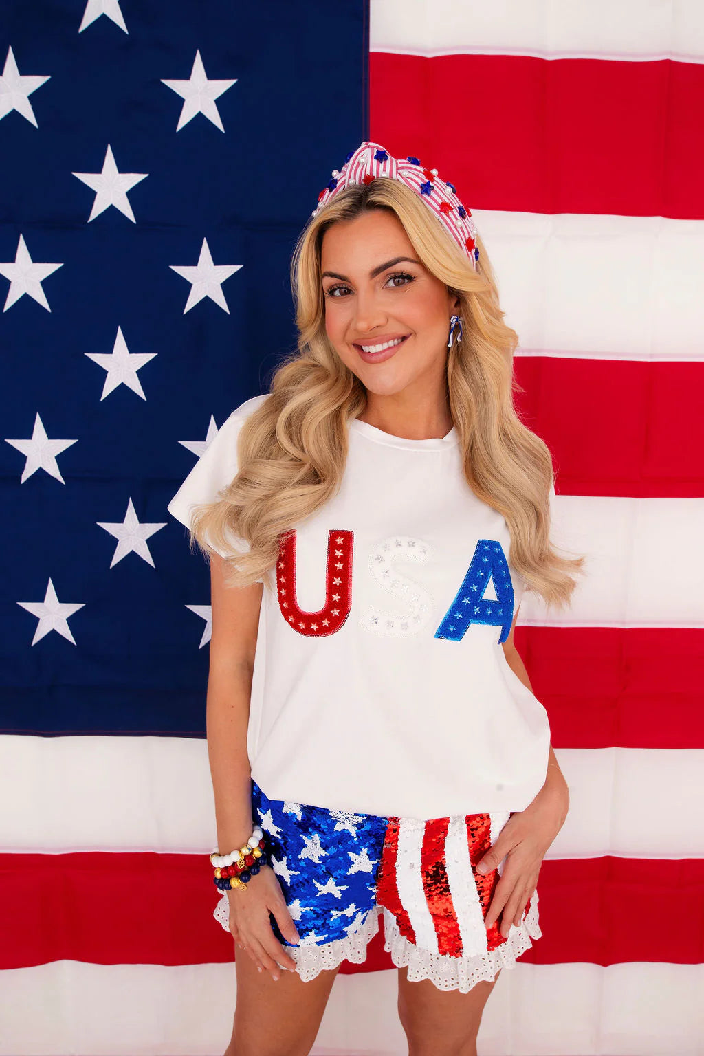 Sequin Stars and Stripes Shorts | Brianna Cannon