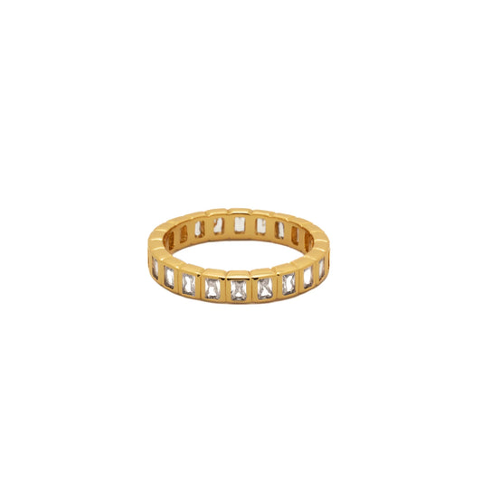 18K Gold Tennis Emerald Cut Ring