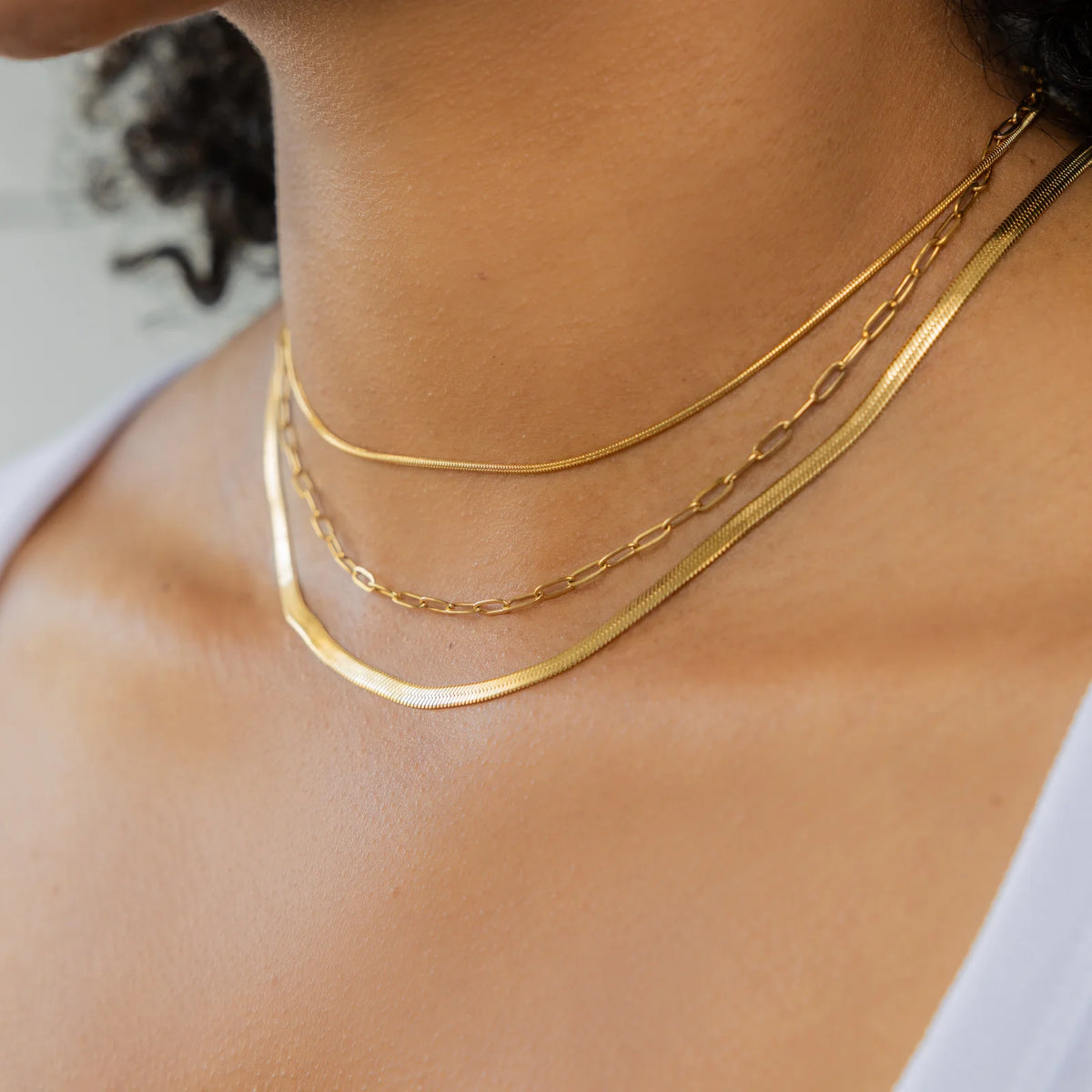 Waterproof Gold 3 in 1 Paperclip Necklace
