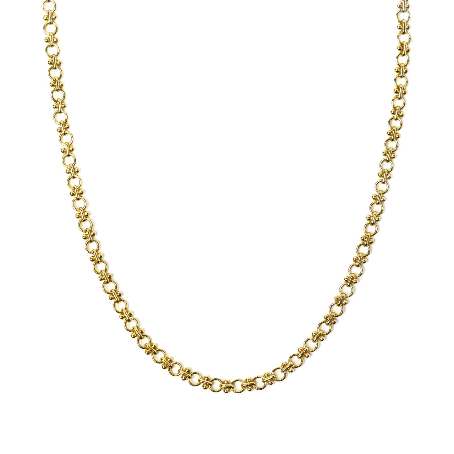 18K Gold Circle Link Necklace