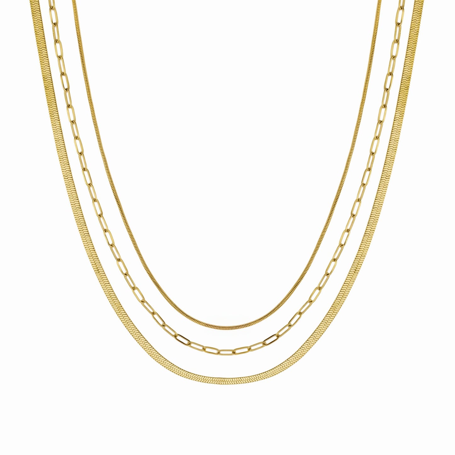 Waterproof Gold 3 in 1 Paperclip Necklace