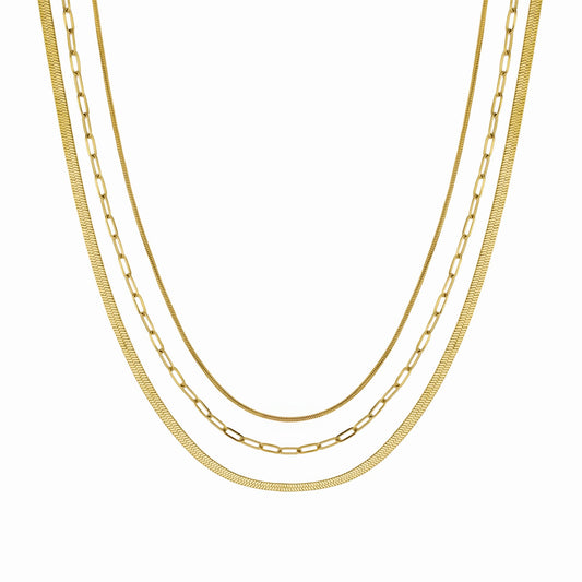 Waterproof Gold 3 in 1 Paperclip Necklace