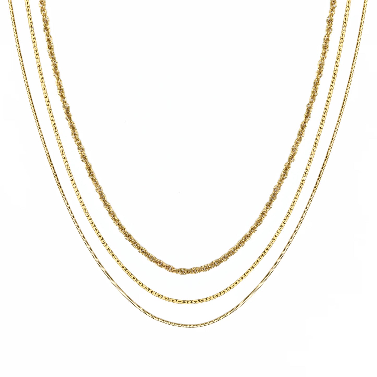 Waterproof Gold Triple Layer Rope Necklace