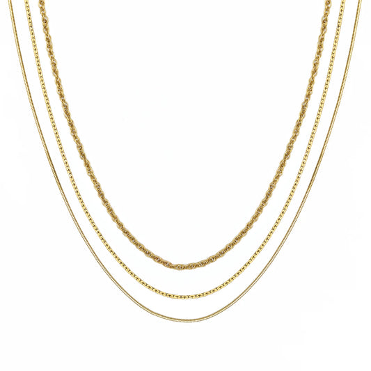 Waterproof Gold Triple Layer Rope Necklace