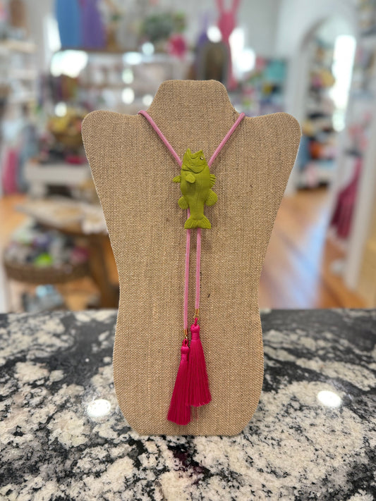 Fish Bolo Green with Light Pink & Hot Pink
