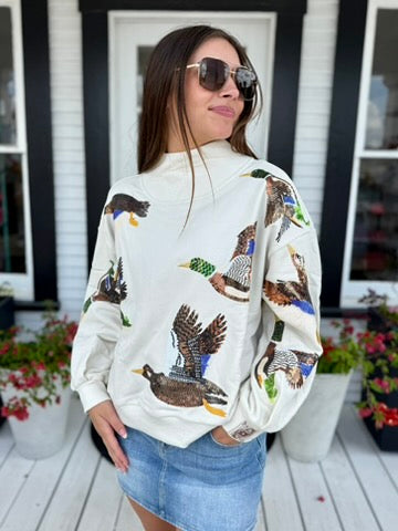 QOS Flying Duck Mock Neck Sweatshirt