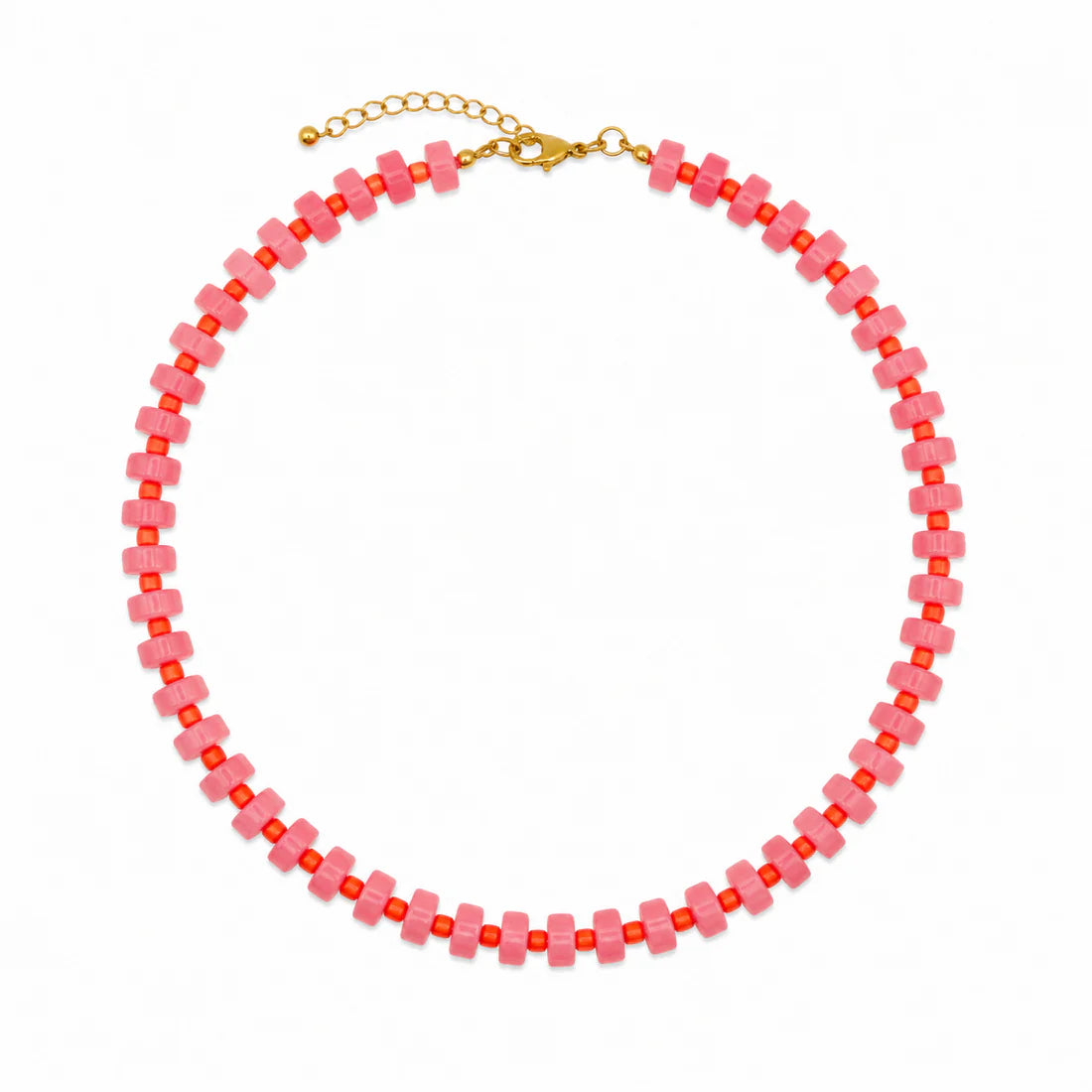 Chunky Candy Chip Pink & Orange Necklace