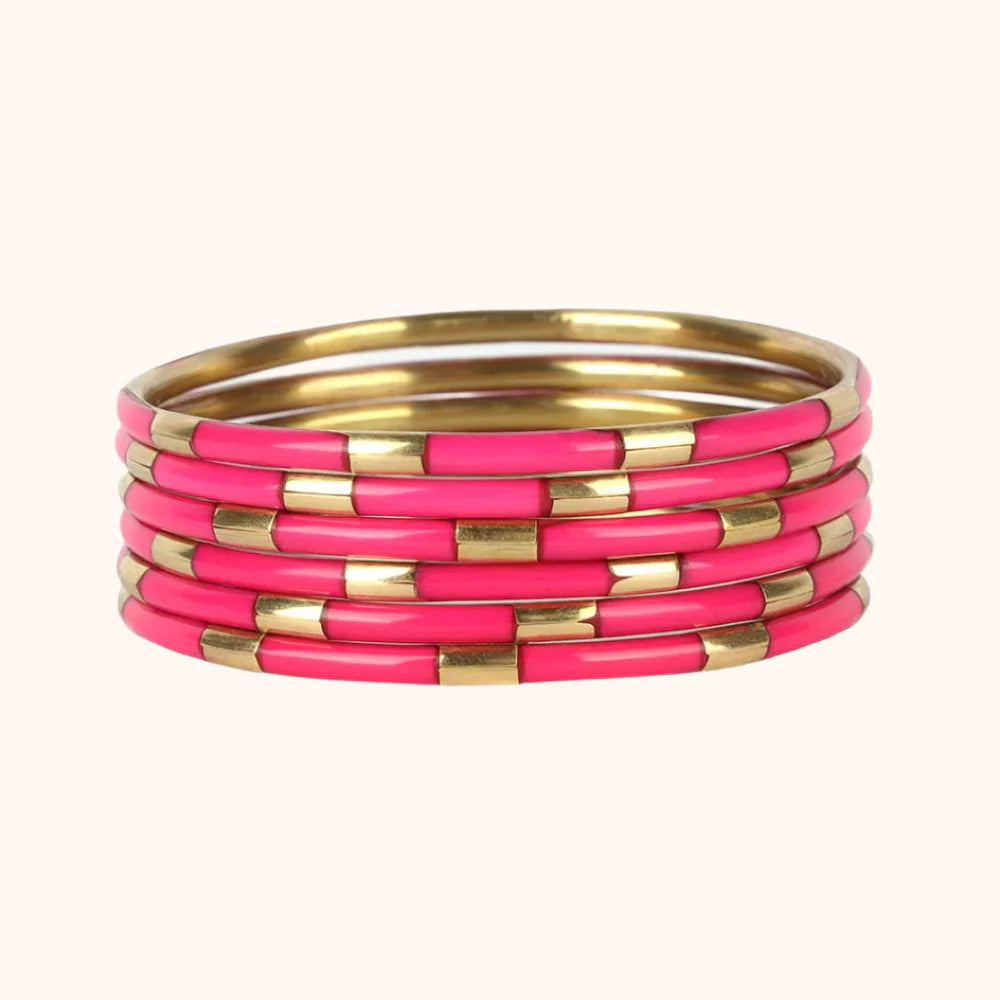 Pink Veda Bangles - Set of 6