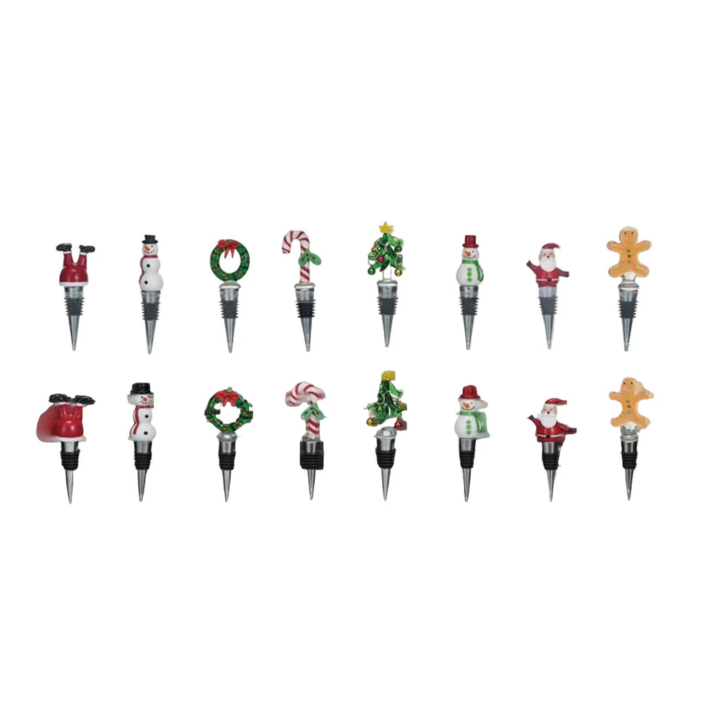 Zinc Alloy Bottle Stopper with Glass Holiday Icon