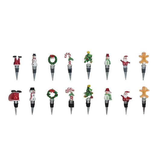 Zinc Alloy Bottle Stopper with Glass Holiday Icon