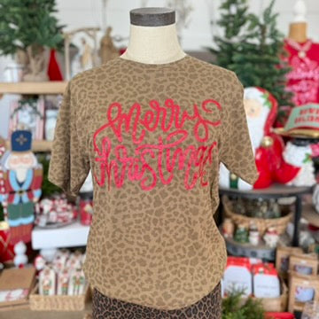 Merry Christmas Leopard Tee