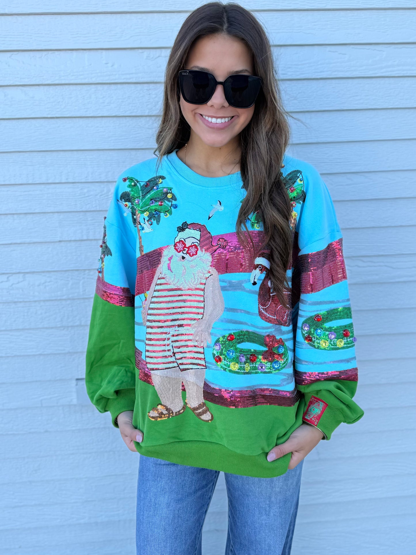 QOS Multi Santa at the Pool Sweatshirt