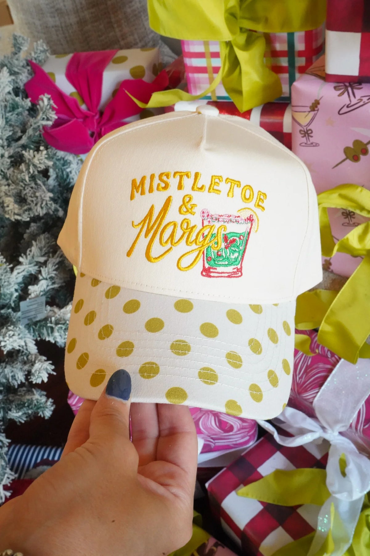 Mistletoe & Margs | Chartreuse Polka Dot Trucker Hat
