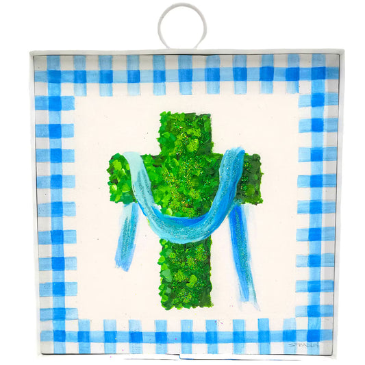 Mini Art Blue Boxwood Cross