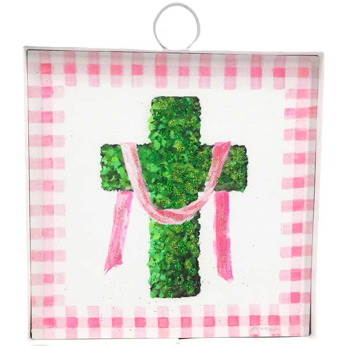 Mini Art Pink Boxwood Cross