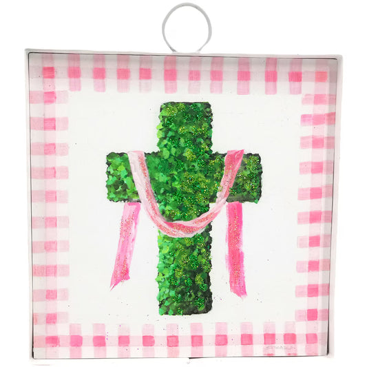 Mini Art Pink Boxwood Cross