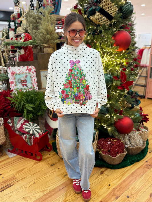 QOS Polka Dot Tree Mockneck
