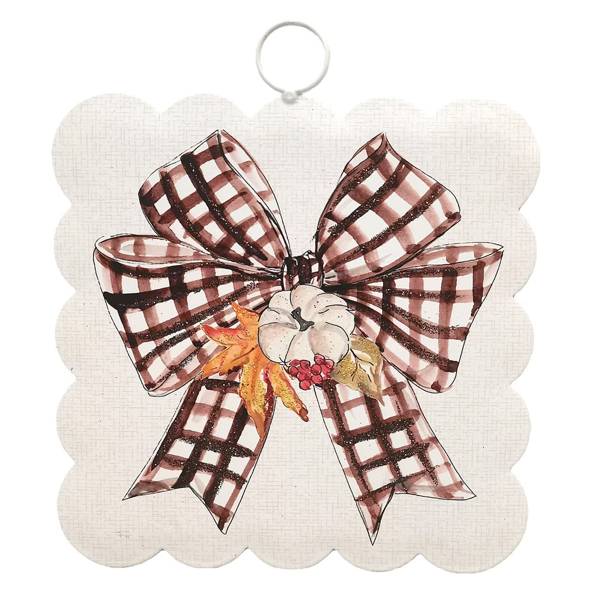 Mini Scallop Art Festive Checked Bow