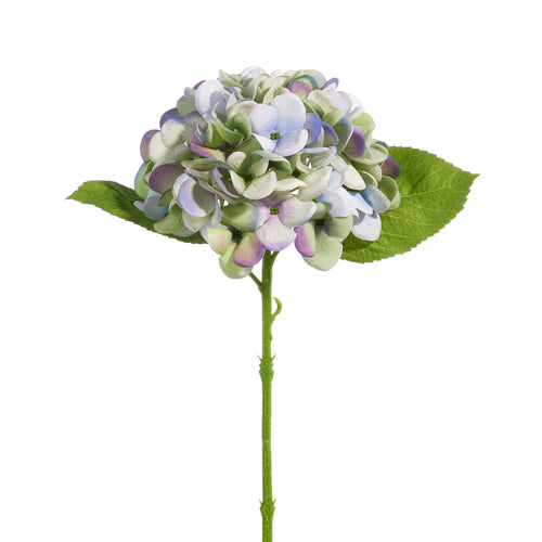 Hydrangea Stem, Real-Touch Bloom, Green & Purple, 13"