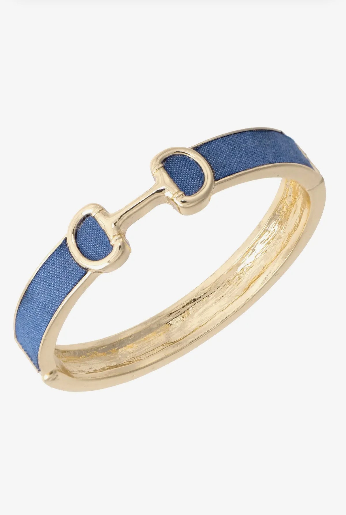 Majesty Horsebit Enamel Hinge Bangle in Denim