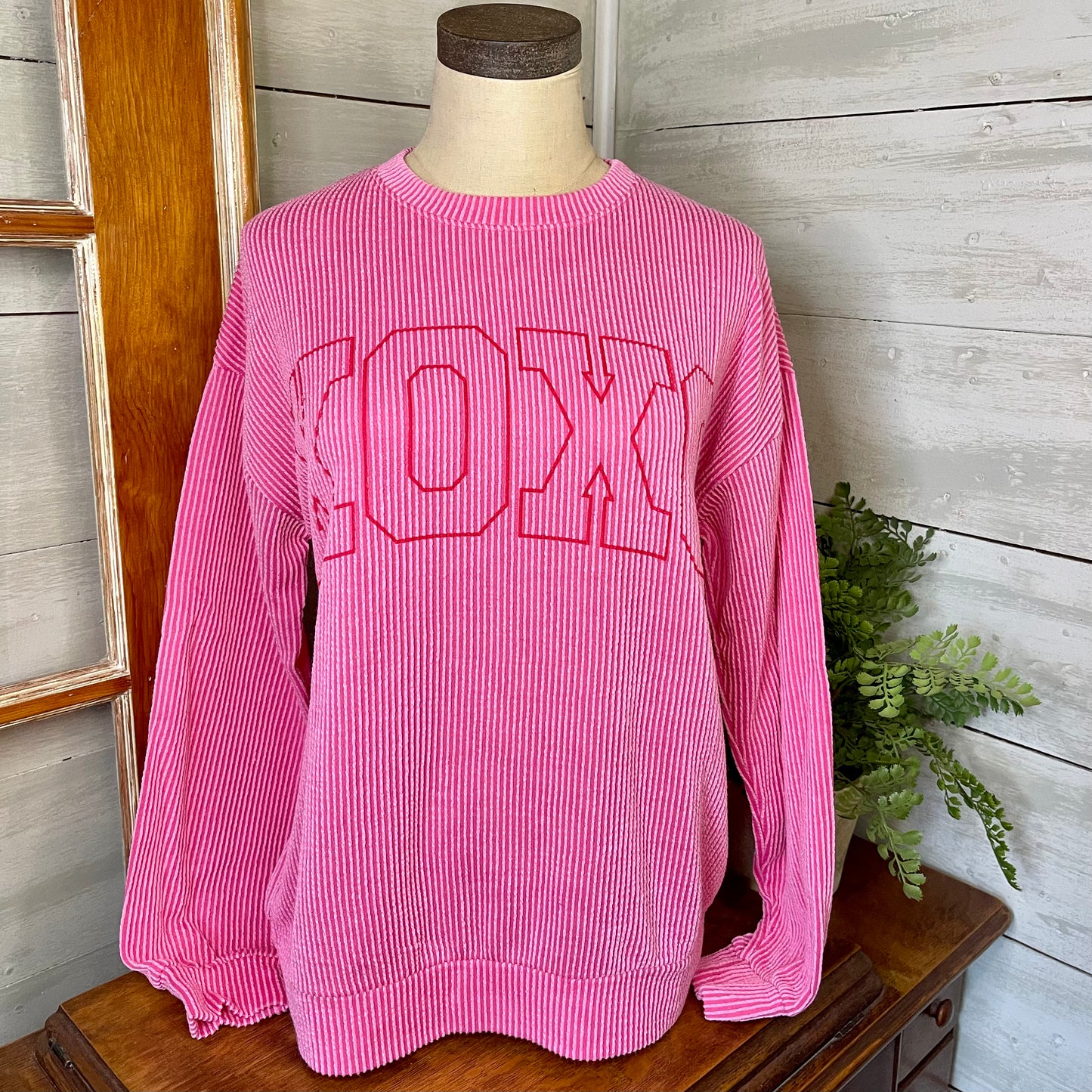 XOXO Pink Corded Sweatshirt