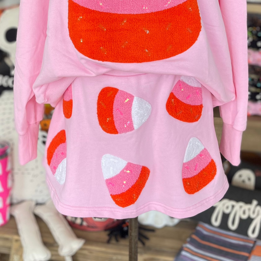 Pink Candy Corn Sweatskirt