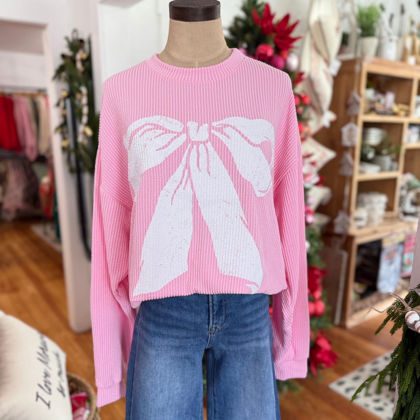 Bow Sweatshirt | Light Pink