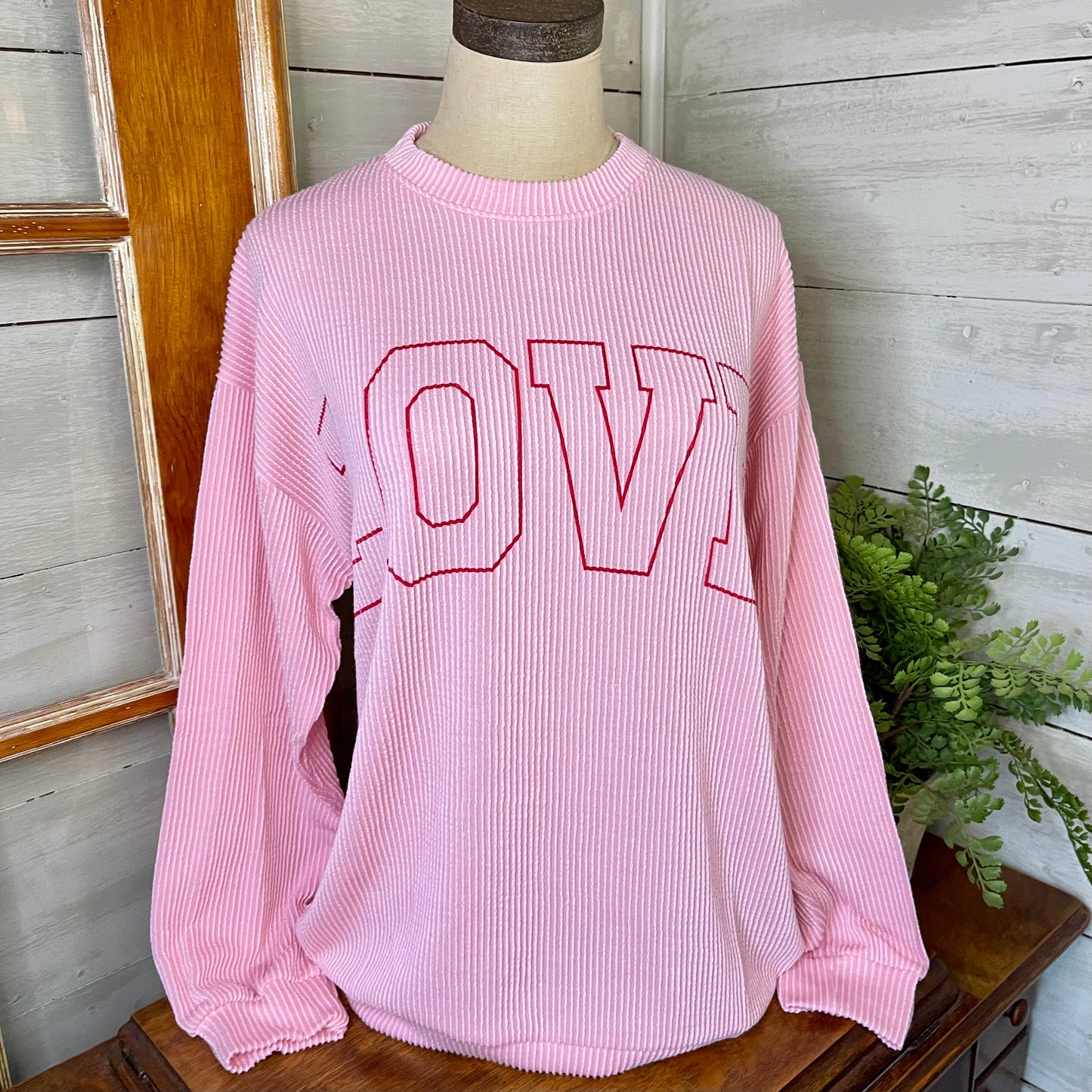 LOVE Light Pink Corded Sweatshirt