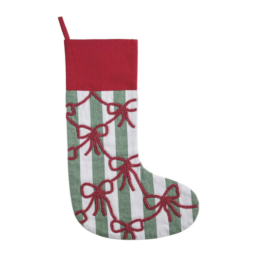 Red Bow Beaded Stocking