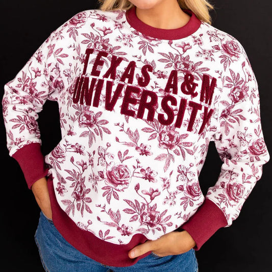 Texas A&M Floral Toile Sweatshirt