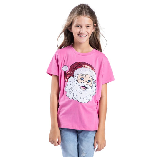 Kids Christmas Legend Pink Crew Neck T-Shirt