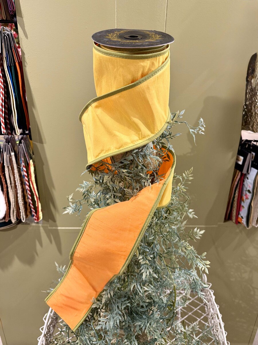 John Mark | Dupion Double Fused Yellow Contrasting Dupion Trim Ribbon | 4"