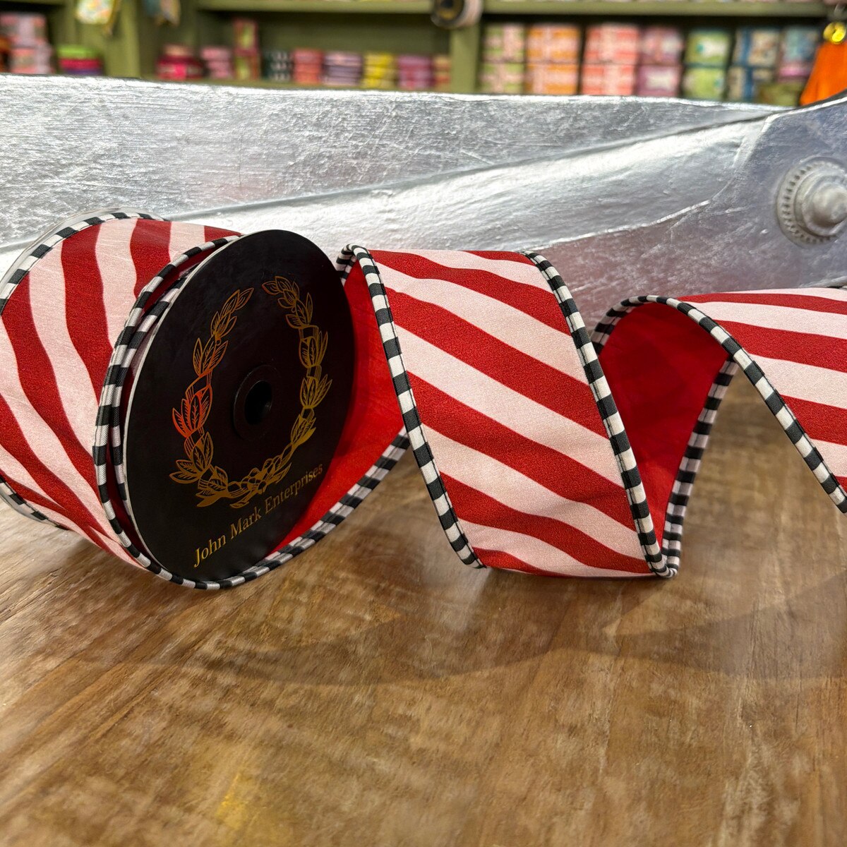 John Mark | Candy Cane Stripe with Black & White Trim 2.5"