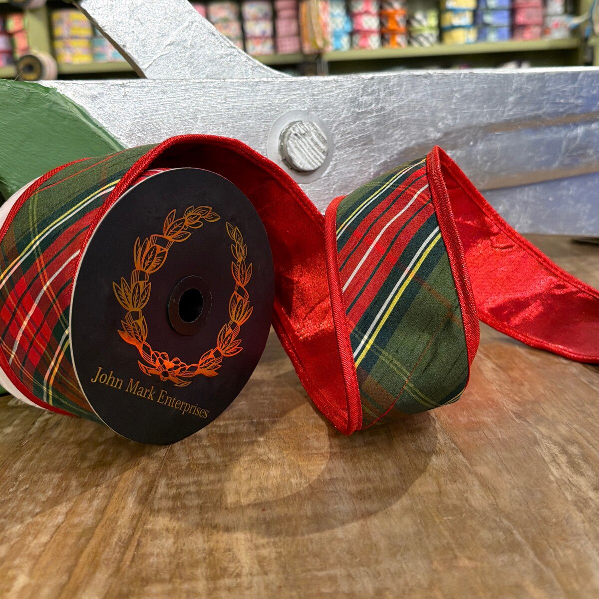 John Mark | Traditions Plaid DBL Fused Metallic Red-2.5x10yd