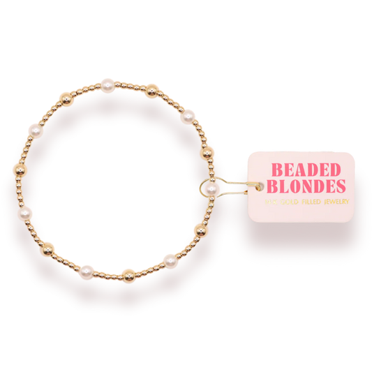 June Pearl + Gold Alternating Bracelet | Extended