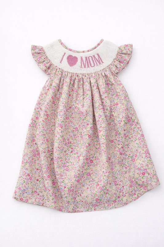 Caroline Floral "I Love Mom" Dress