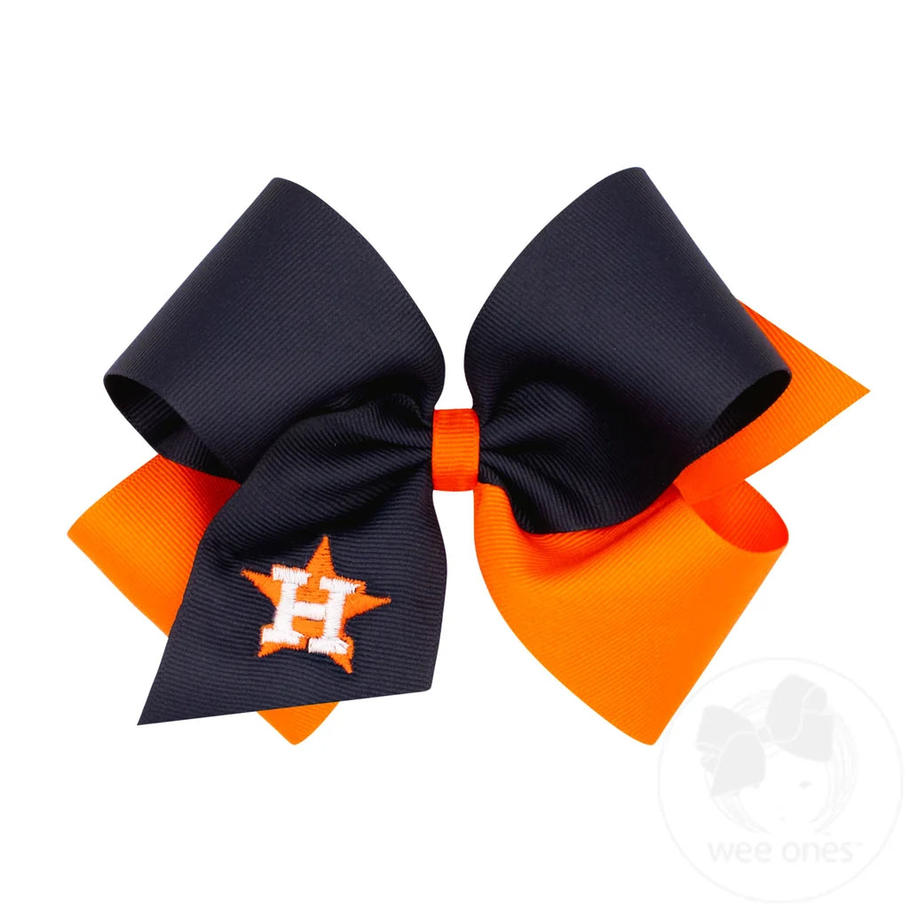 King Houston Astros Two-Tone Embroidered Hair Bow