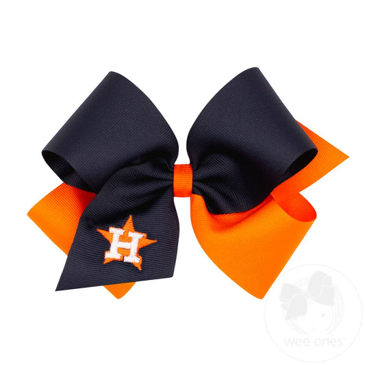 King Houston Astros Two-Tone Embroidered Hair Bow
