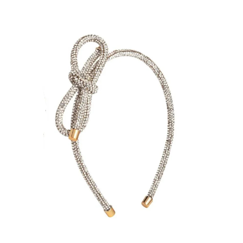 Mud Pie Silver Bow Rhinestone Headband