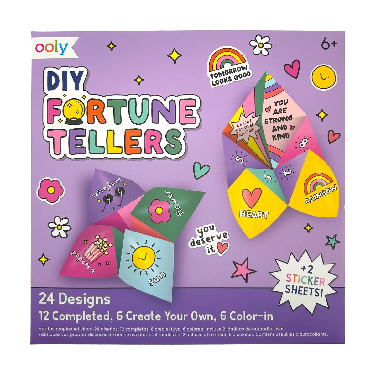DIY Fortune Tellers Activity Kit - 24 Designs - 2 Sticker Sheets