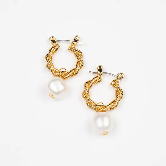 Double Aspen Hoops Small with Pearls