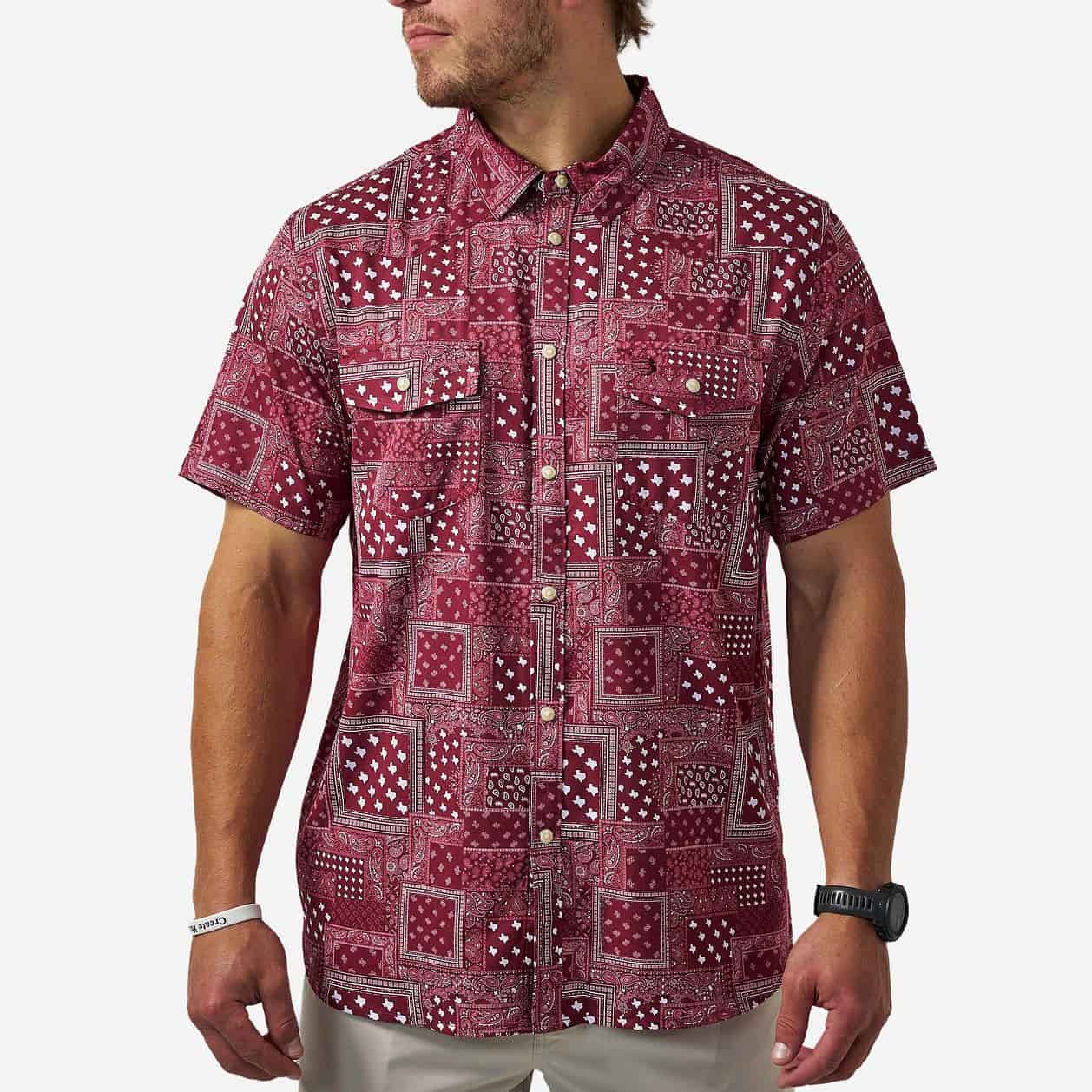 Performance Western Shirt | Texas Paisley | Maroon