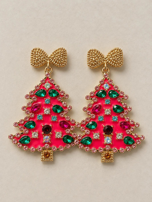 Pink Christmas Tree with Colorful Stones
