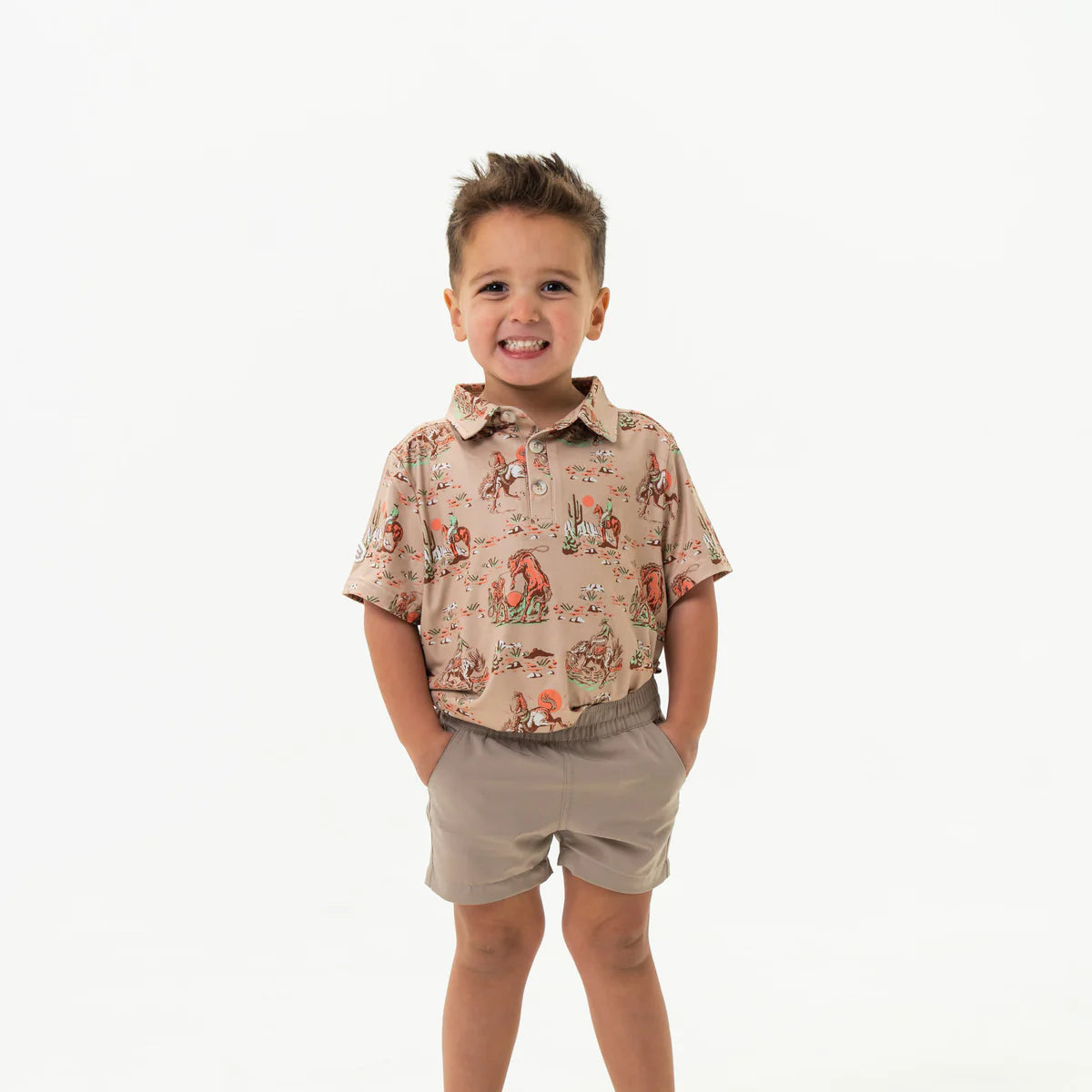 Youth Polo | Cowboy Up Khaki