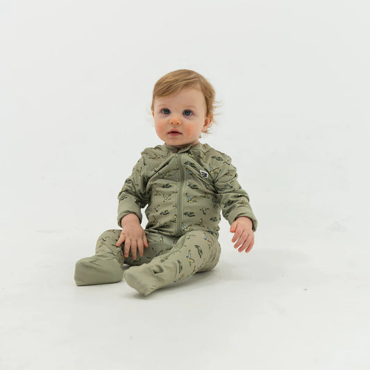 Baby Zip Up | Flying Ducks Green