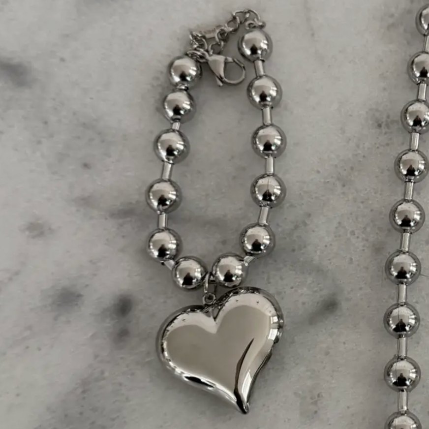 Bubble Heart Bracelet | Silver