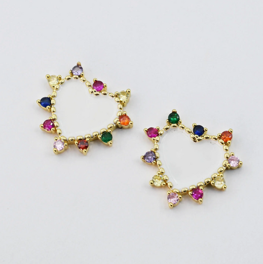 White Multi Heart Stone Enamel