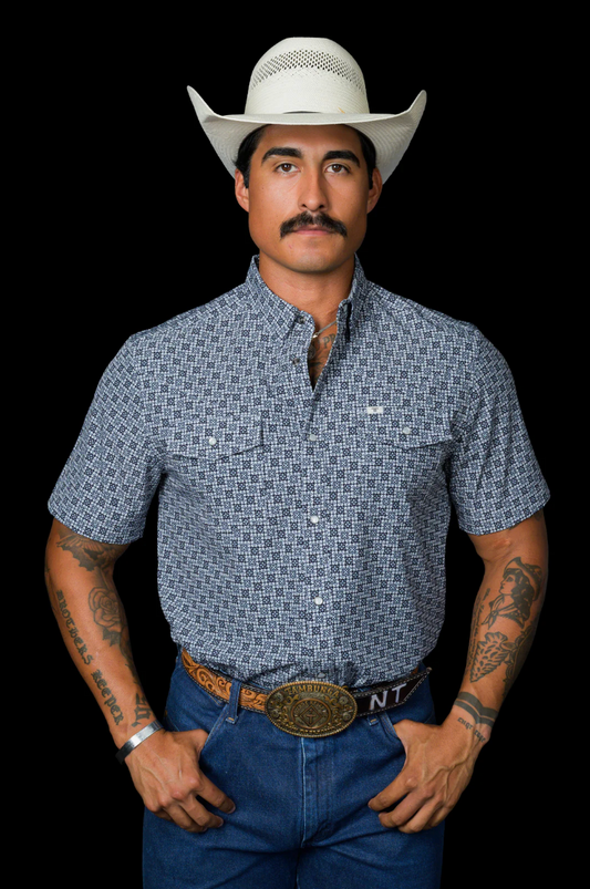 The Colton in Blue - Short Sleeve Snap | Ferrell